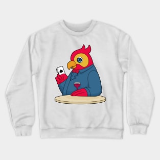 Parrot at Poker with Poker cards Crewneck Sweatshirt